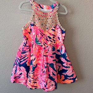 Lilly Pulitzer Girls Floral Cotton Poplin Fit-&-Flare Dress